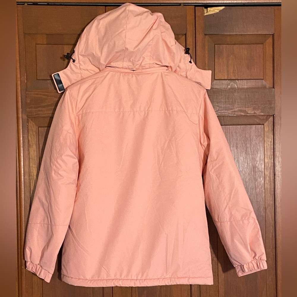 🏷️ BNWT Pink Ski Jacket w/Dark Soft Faux Rabbit Fur Lining Medium - Picture 12 of 13